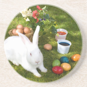 Easter Bunny And Coloured Eggs Coaster