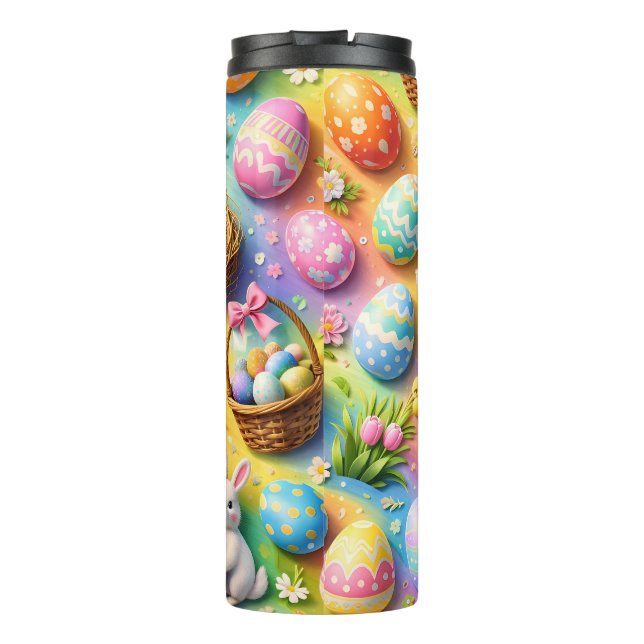 Easter bunny and colourful egg pattern thermal tumbler (Back)