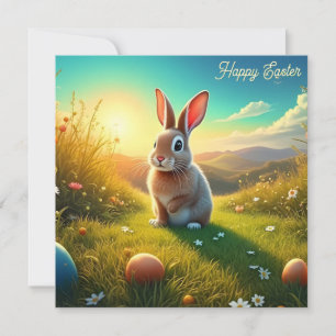 Easter Bunny and Colourful Eggs in Spring Magic