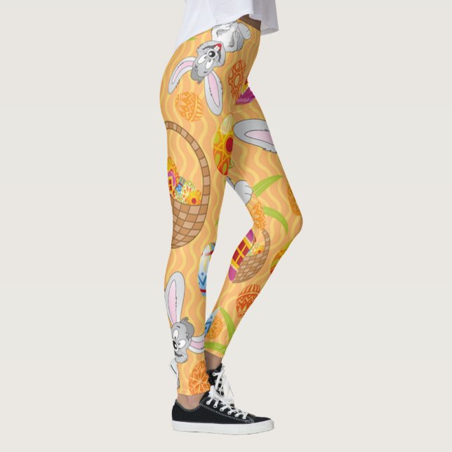 Easter Bunny And Colourful Eggs Leggings (Right)