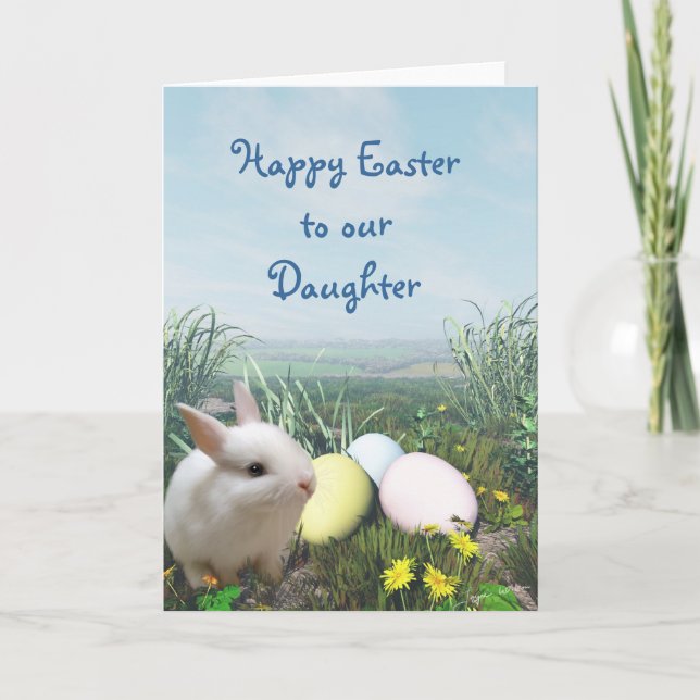 Easter Bunny and Easter Eggs Card for Daughter (Front)