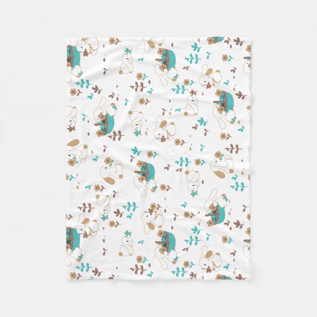 Easter Bunny and Egg Hunt Pattern Fleece Blanket (Front)