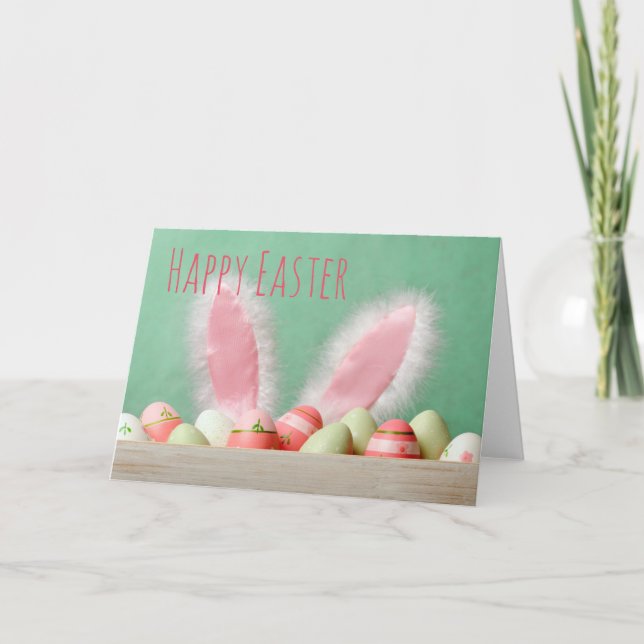 Easter bunny and eggs holiday card (Front)