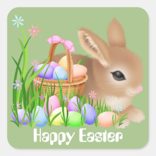 Easter bunny and eggs Holiday party sticker