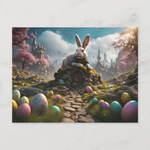 Easter Bunny and Eggs Holiday Postcard