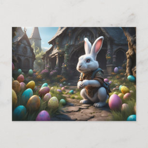 Easter Bunny and Eggs Holiday Postcard
