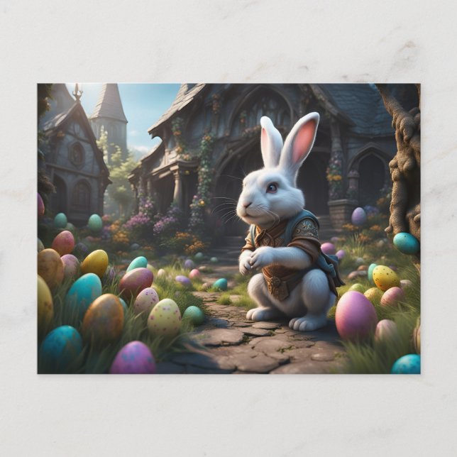Easter Bunny and Eggs Holiday Postcard (Front)