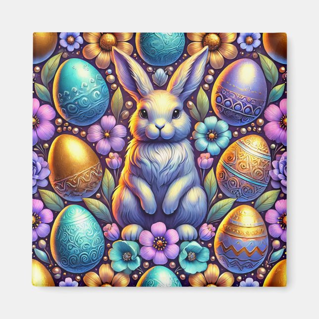 ~ Easter Bunny and Eggs ~  Magnet (Front)