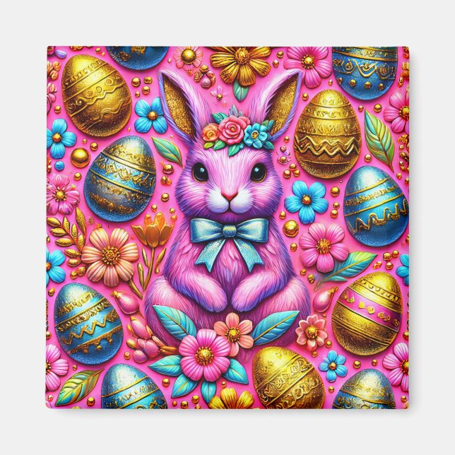 ~ Easter Bunny and Eggs ~  Magnet (Front)