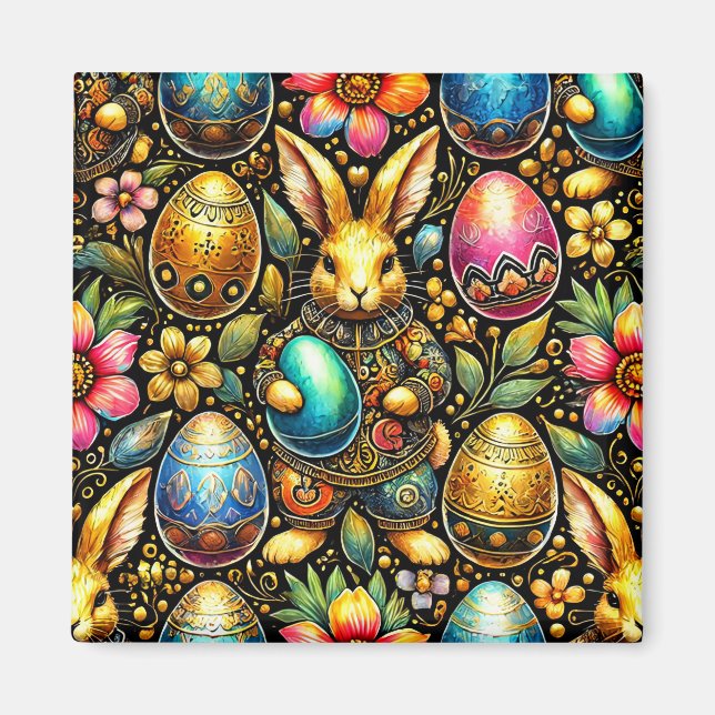 ~ Easter Bunny and Eggs ~  Magnet (Front)