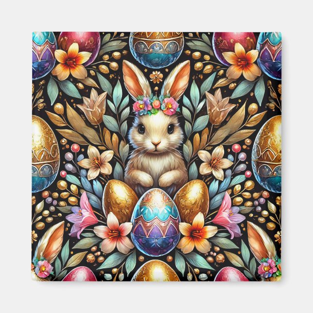 ~ Easter Bunny and Eggs ~  Magnet (Front)