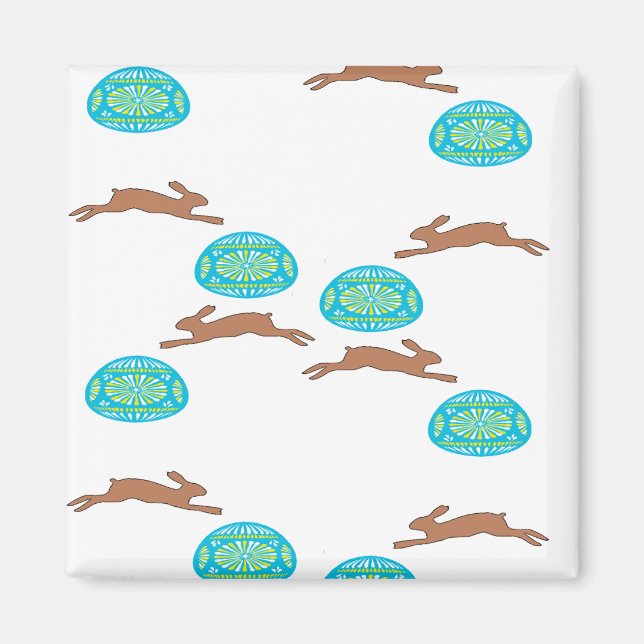 easter bunny and eggs on white magnet (Front)