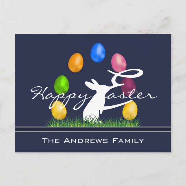 Easter Bunny and Eggs Personalized Postcard (Front)