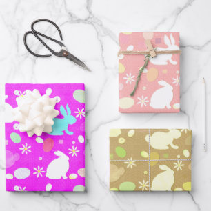 Easter Bunny and Eggs Wrapping Paper Sheet