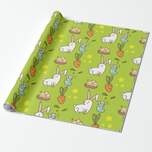 Easter Bunny And Friends Pattern Wrapping Paper