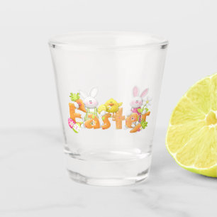 Easter bunny and funny text shot glass