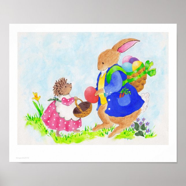 Easter bunny and Heddy hedgehog Poster (Front)