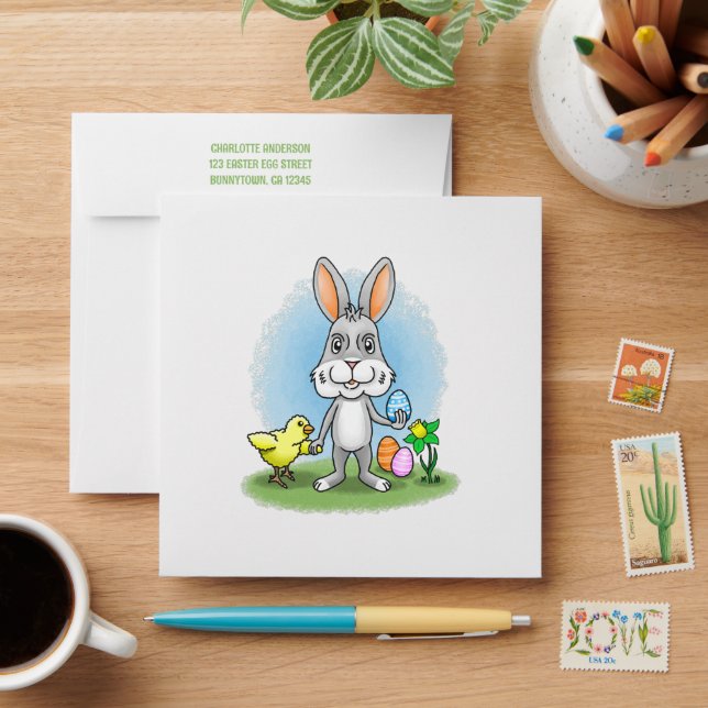 Easter Bunny and the Cute Chick Envelope (Desk)