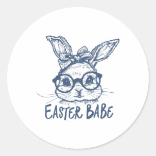 Easter Bunny Babe Happy Easter Day Classic Round Sticker