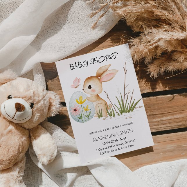 Easter Bunny Baby Shower - Cute Pastel Bunny  Invitation (Creator Uploaded)