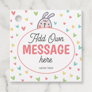 Easter Bunny Baby Shower - Lovely Colourful Heart Favour Tags
