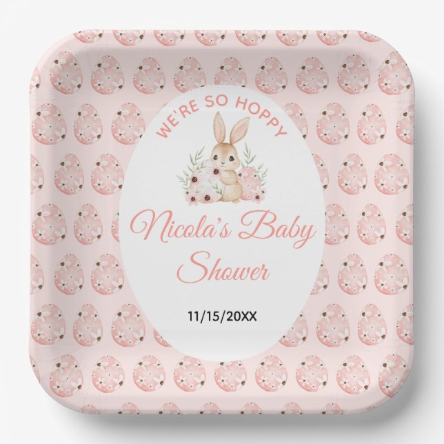 Easter Bunny Baby Shower Paper Plate (Front)