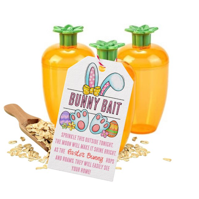 Easter Bunny Bait Pink Gift Tags (Easter Gift Tag perfect for Fillable Carrots with Bunny Bait. Hop to it!)