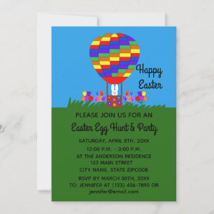 Easter Bunny Balloon #3 Invitation Card