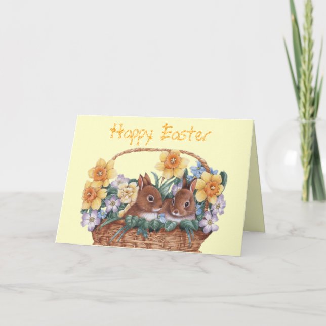 Easter Bunny Basket Card (Fully Customizable) (Front)