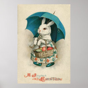 Easter Bunny Basket Coloured Egg Umbrella Poster