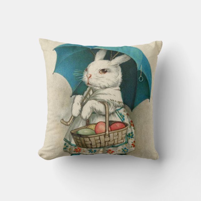 Easter Bunny Basket Coloured Egg Umbrella Throw Pillow (Front)