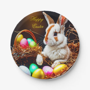 Easter Bunny Basket & Eggs  Paper Plate