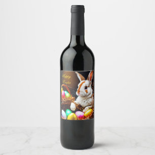 Easter Bunny Basket & Eggs   Wine Label