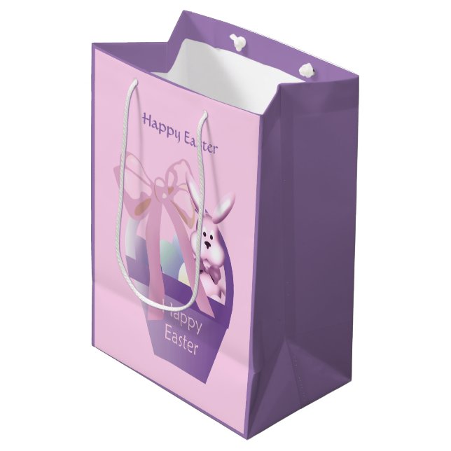 Easter Bunny Basket Girl Med Medium Gift Bag (Front Angled)