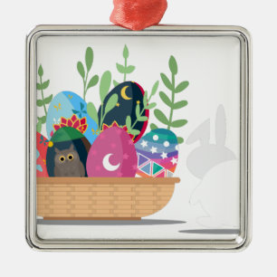 easter bunny basket metal ornament
