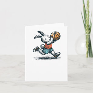 Easter Bunny Basketball Player - Minimalist Animal Card