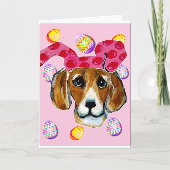 EASTER BUNNY BEAGLE HOLIDAY CARD (Front)