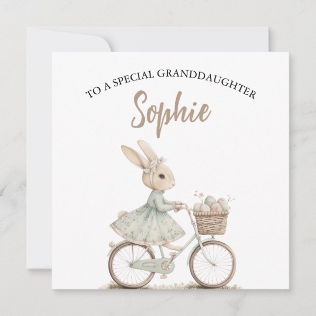 Easter Bunny Bicycle Card for Granddaughter (Front)