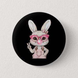 Easter Bunny Blowing Bubble Happy Easter Bunny Coq 2 Inch Round Button