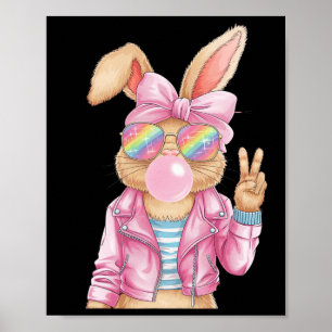Easter Bunny Blowing Bubble Happy Easter Bunny Coq Poster
