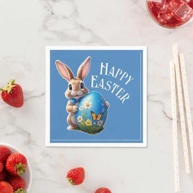 Easter Bunny blue bow -  Napkin (Insitu)