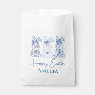Easter Bunny Blue Floral Bow Coquett Personalized Favour Bag