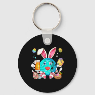 Easter Bunny Bowling Equipment Drinking Beer Funny Keychain