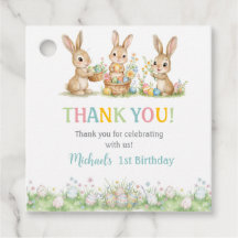 Easter Bunny Boy First Birthday Favour Gift Tag