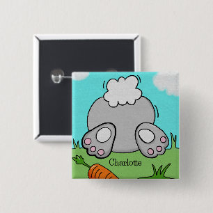 Easter Bunny Bum Cute Rabbit Personalized 2 Inch Square Button