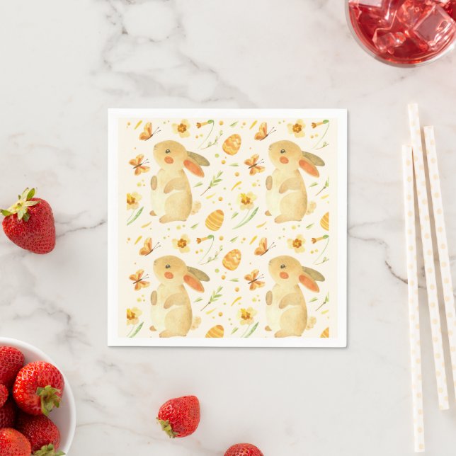 Easter Bunny & Butterflies Napkin (Insitu)