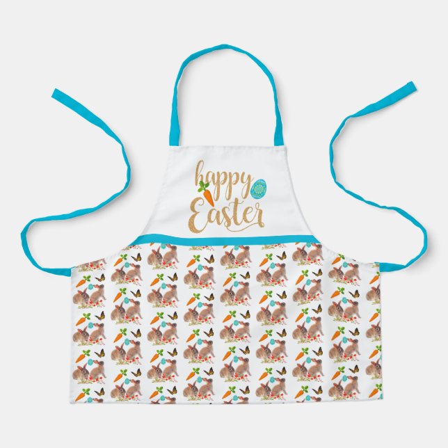 Easter Bunny Butterfly and Carrot Kids Holiday  Apron (Front)