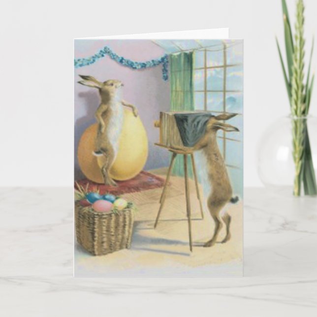 Easter Bunny Camera Photography Easter Coloured Holiday Card (Front)
