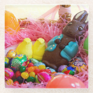 Easter bunny candy glass coaster
