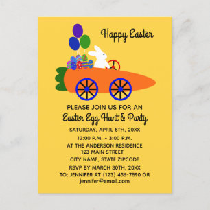 Easter Bunny Carrot Car #3 Invitation Postcard
